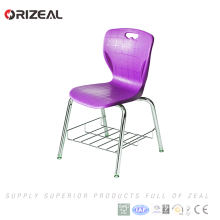 powder coating metal training library classroom PP plastic seat stacking school classroom chairs with bookcase